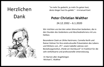 Traueranzeige von Peter Christian Walther von RMZ