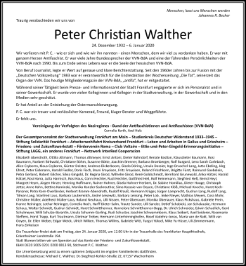 Traueranzeige von Peter Christian Walther von RMZ