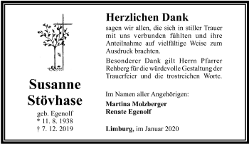 Traueranzeige von Susanne Stövhase von RMZ
