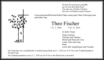 Traueranzeige von Theo Fischer von RMZ