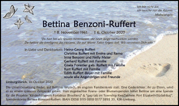 Traueranzeige von Bettina Benzoni-Ruffert von FNP