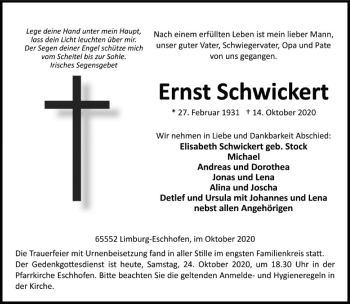 Traueranzeige von Ernst Schwickert von FNP