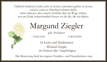 Traueranzeige von Margund Ziegler von FNP