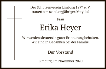 Traueranzeige von Erika Heyer von FNP