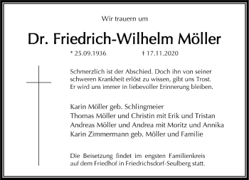 Traueranzeige von Friedrich-Wilhelm Möller von FNP