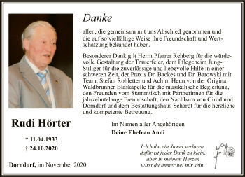 Traueranzeige von Rudi Hörter von FNP