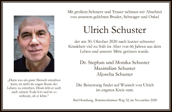Traueranzeige von Ulrich Schuster von FNP