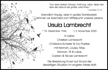 Traueranzeige von Ursula Lambrecht von FNP