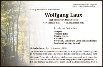 Traueranzeige von Wolfgang Laux von FNP