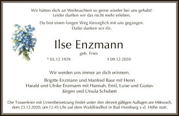 Traueranzeige von Ilse Enzmann von FNP