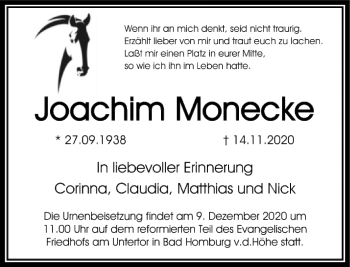 Traueranzeige von Joachim Monecke von FNP
