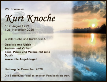 Traueranzeige von Kurt Knoche von FNP