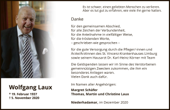 Traueranzeige von Wolfgang Laux von FNP