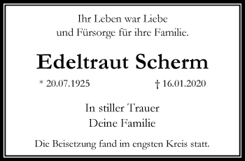 Traueranzeige von Edeltraut Scherm von RMZ