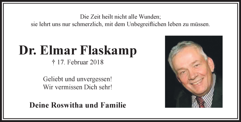  Traueranzeige für Elmar Flaskamp vom 15.02.2020 aus RMZ