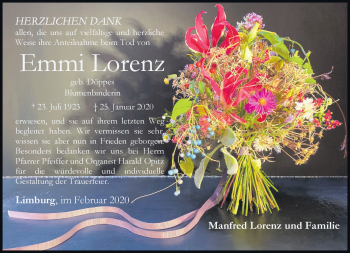 Traueranzeige von Emmi Lorenz von RMZ