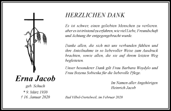 Traueranzeige von Erna Jacob von RMZ