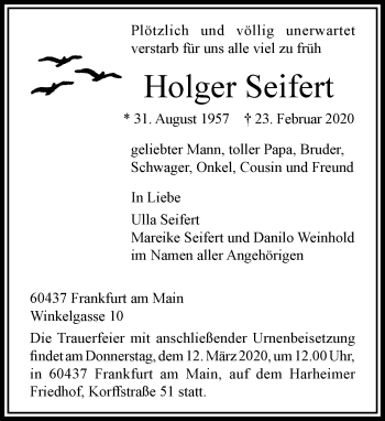 Traueranzeige von Holger Seifert von RMZ