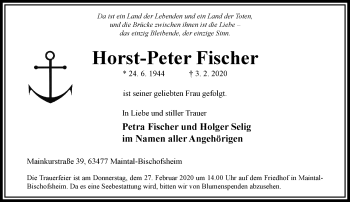 Traueranzeige von Horst-Peter Fischer von RMZ