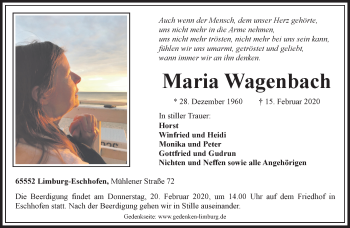 Traueranzeige von Maria Wagenbach von RMZ