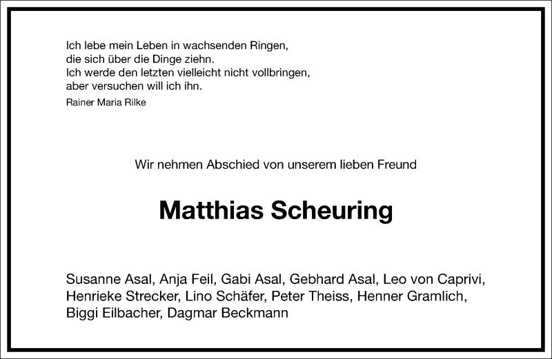  Traueranzeige für Matthias Scheuring vom 08.02.2020 aus RMZ