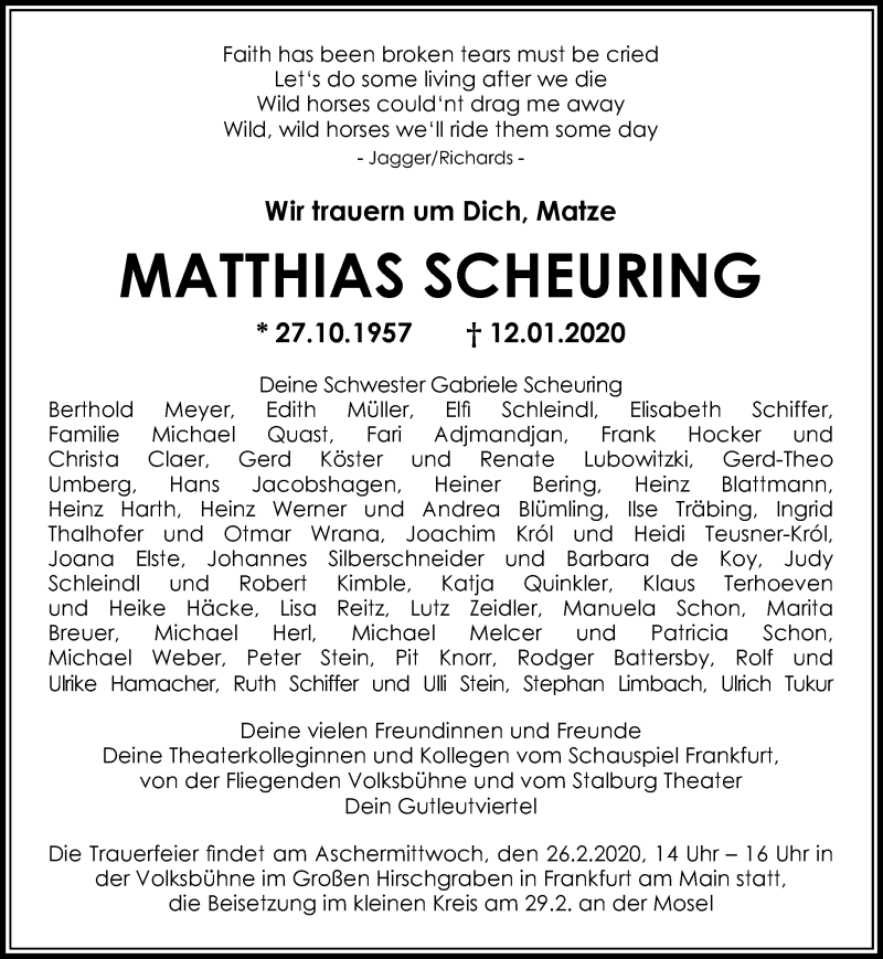  Traueranzeige für Matthias Scheuring vom 08.02.2020 aus RMZ