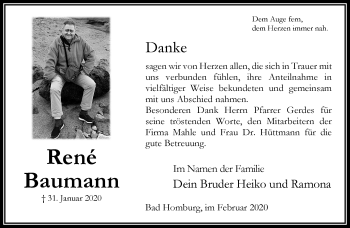 Traueranzeige von René Baumann von RMZ