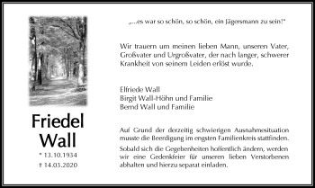 Traueranzeige von Friedel Wall von RMZ