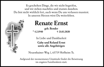 Traueranzeige von Renate Ernst von RMZ