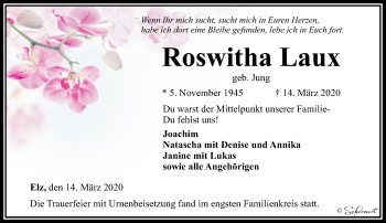 Traueranzeige von Roswitha Laux von RMZ