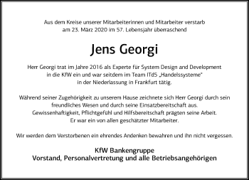 Traueranzeige von Jens Georgi von RMZ