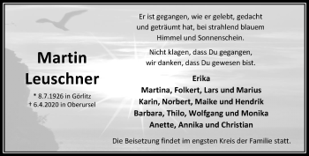 Traueranzeige von Martin Leuschner von RMZ