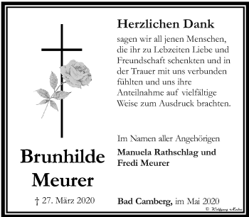 Traueranzeige von Brunhilde Meurer von RMZ