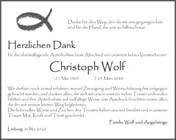 Traueranzeige von Christoph Wolf von RMZ