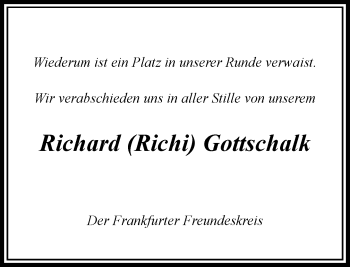 Traueranzeige von Richard Gottschalk von RMZ