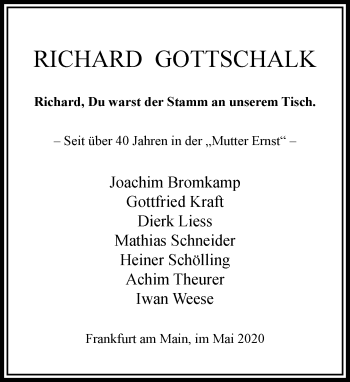 Traueranzeige von Richard Gottschalk von RMZ