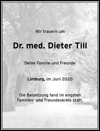 Traueranzeige von Dieter Till von RMZ