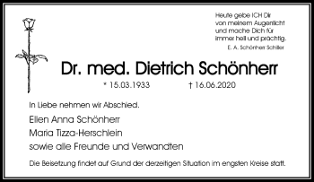 Traueranzeige von Dietrich Schönherr von RMZ