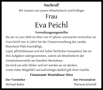 Traueranzeige von Eva Peichl von RMZ