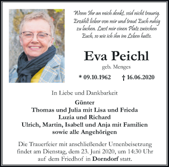 Traueranzeige von Eva Peichl von RMZ