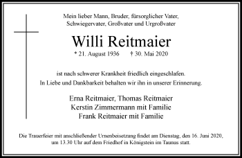 Traueranzeige von Willi Reitmaier von RMZ