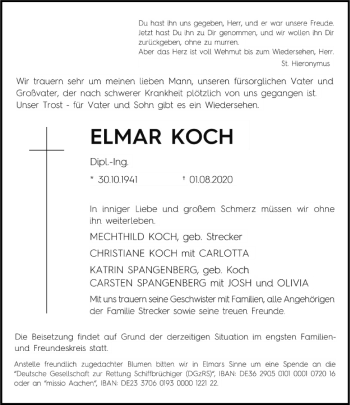 Traueranzeige von Elmar Koch von FNP
