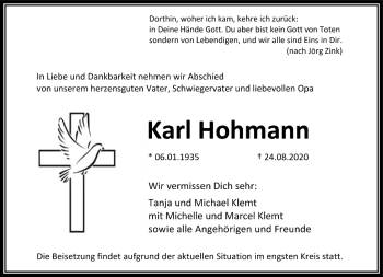 Traueranzeige von Karl Hohmann von FNP