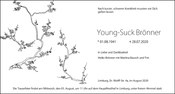 Traueranzeige von Young-Suck Brönner von FNP