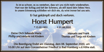 Traueranzeige von Horst Humpert von FNP