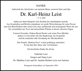 Traueranzeige von Karl-Heinz Leist von FNP