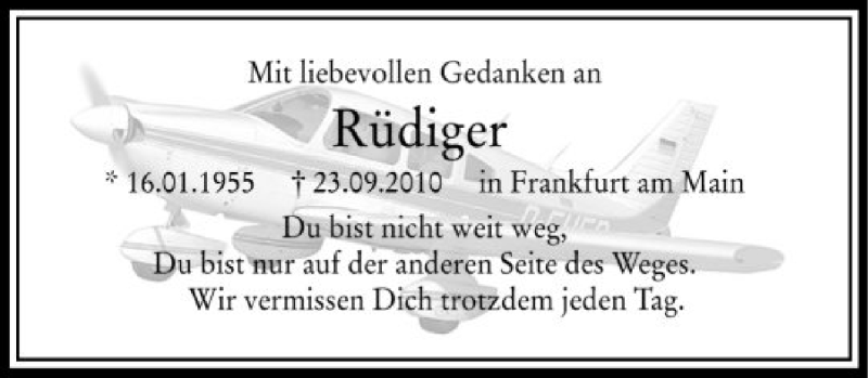  Traueranzeige für Rüdiger  vom 23.09.2020 aus FNP