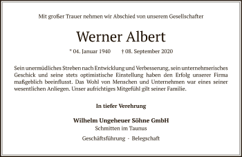 Traueranzeige von Werner Albert von FNP