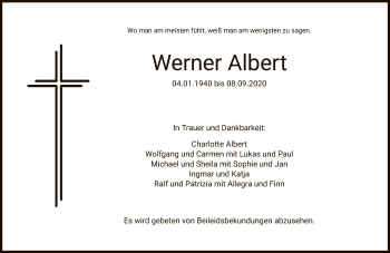 Traueranzeige von Werner Albert von FNP