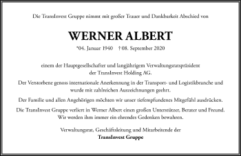 Traueranzeige von Werner Albert von FNP